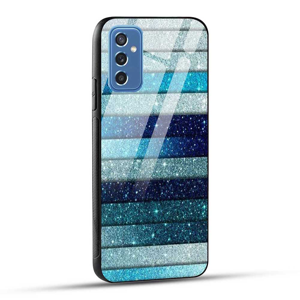 Samsung Galaxy M52 5G Back Cover Blue Glitter Glass Case