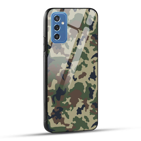 Samsung Galaxy M52 5G Back Cover Army Pattern Printed Glass Case