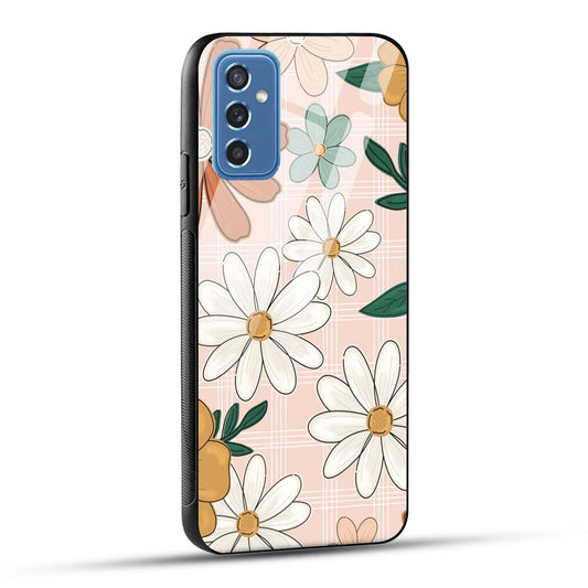Samsung Galaxy M52 5G Back Cover Retro Flower Art Printed Glass Case
