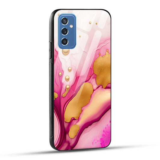 Samsung Galaxy M52 5G Back Cover Golden Marble Printed Glass Case