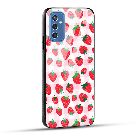 Samsung Galaxy M52 5G Back Cover Doodle Of Strawberries Printed Glass Case