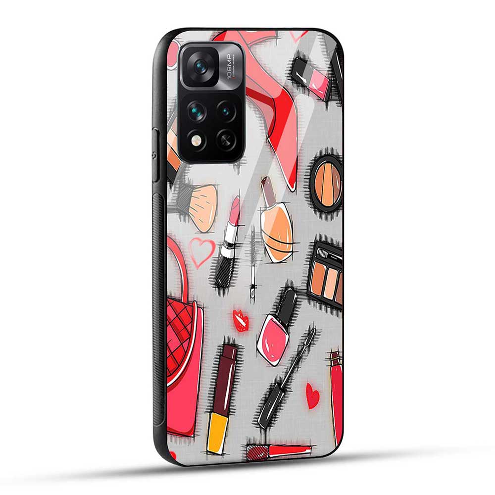 Xiaomi 11i / Xiaomi 11i 5G HyperCharge Back Cover Girl Make Up Glass Case