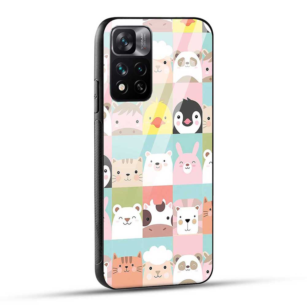 Xiaomi 11i / Xiaomi 11i 5G HyperCharge Back Cover Animals Seamless Pattern Glass Case