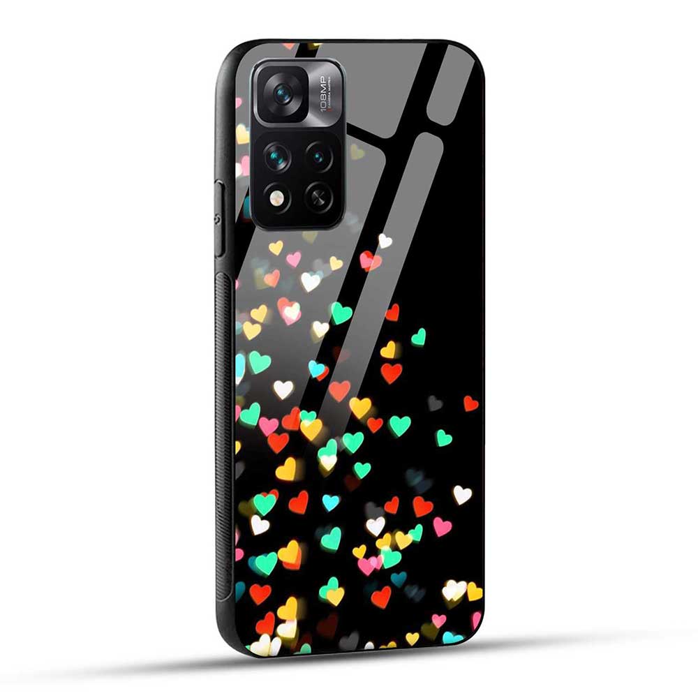 Xiaomi 11i / Xiaomi 11i 5G HyperCharge Back Cover Colorful Hearts Glass Case