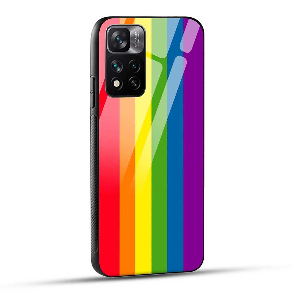 Xiaomi 11i / Xiaomi 11i 5G HyperCharge Back Cover Stripes Rainbow Colors Glass Case