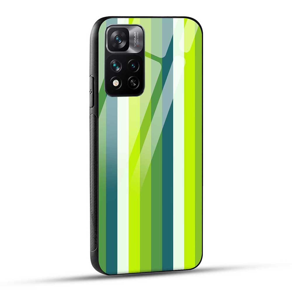 Xiaomi 11i / Xiaomi 11i 5G HyperCharge Back Cover Green White Stripes Glass Case