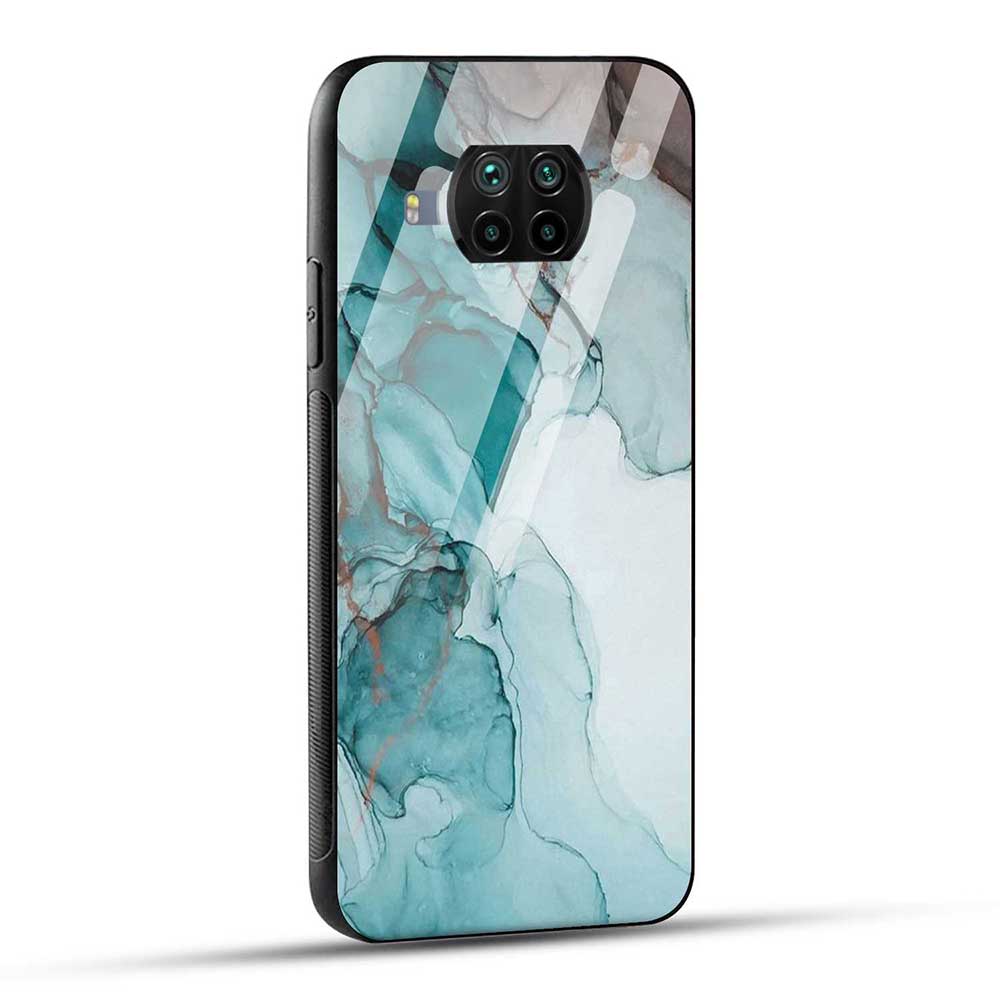 Mi 10i 5G Back Cover Blue Green Marble Glass Case