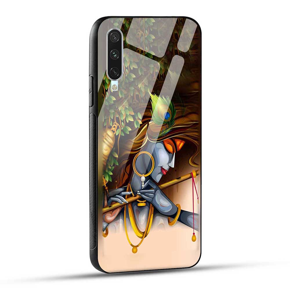 Mi A3 Back Cover Lord Krishna with Flute Glass Case