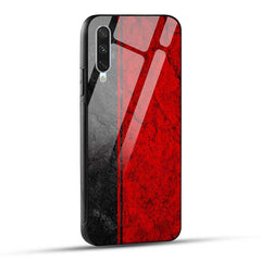 Mi A3 Back Cover Black and Red Glass Case