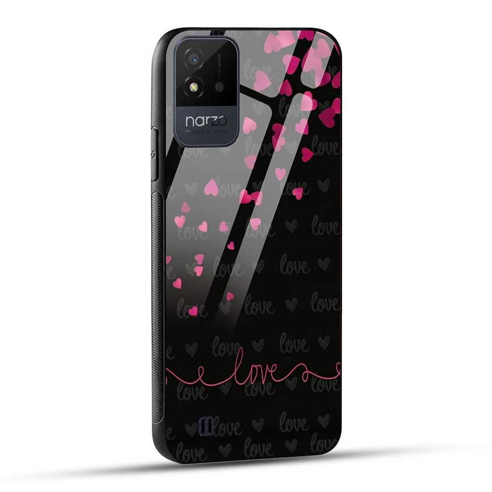 Realme Narzo 50i Back Cover Red Heart Love Glass Case