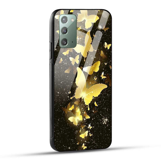 Samsung Galaxy Note 20 Back Cover Golden Butterfly Printed Glass Case