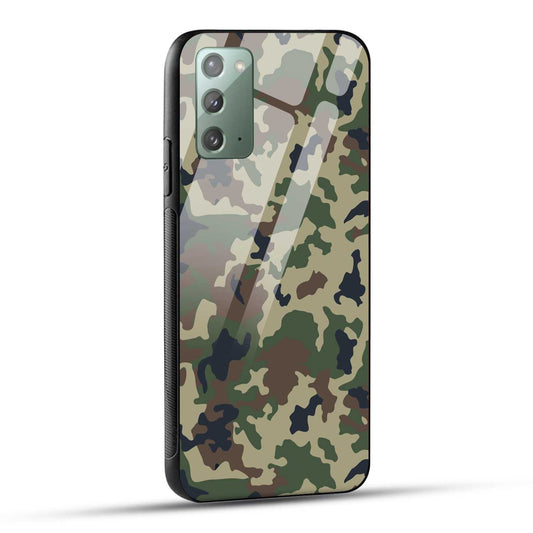 Samsung Galaxy Note 20 Back Cover Army Pattern Printed Glass Case