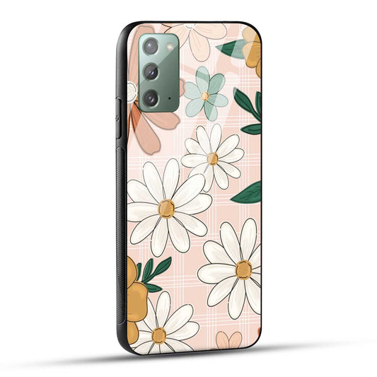 Samsung Galaxy Note 20 Back Cover Retro Flower Art Printed Glass Case