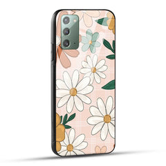 Samsung Galaxy Note 20 Back Cover Retro Flower Art Printed Glass Case