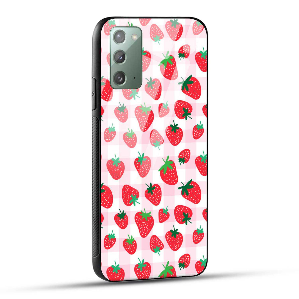 Samsung Galaxy Note 20 Back Cover Doodle Of Strawberries Printed Glass Case