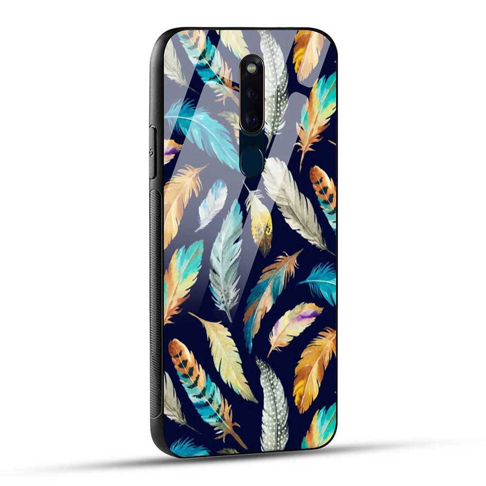 OPPO F11 Pro Back Cover Cute Feather Glass Case