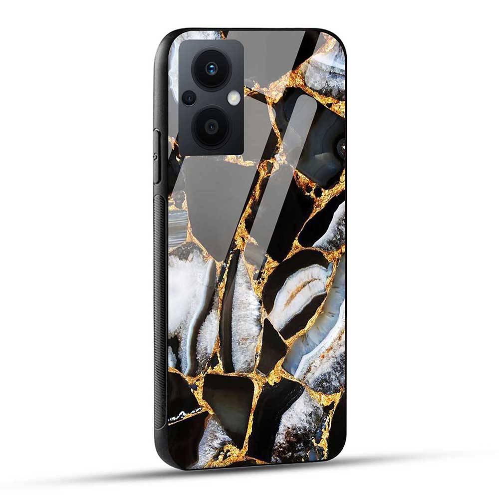 Oppo F21 Pro 5G / Oppo F21s Pro 5G Back Cover Black Marble Glass Case