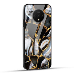 OnePlus 7T Back Cover Black Marble Glass Case