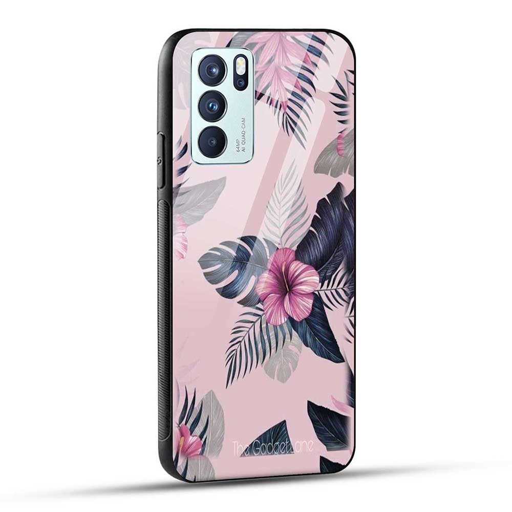 OPPO Reno6 Pro 5G Back Cover Flowers Glass Case