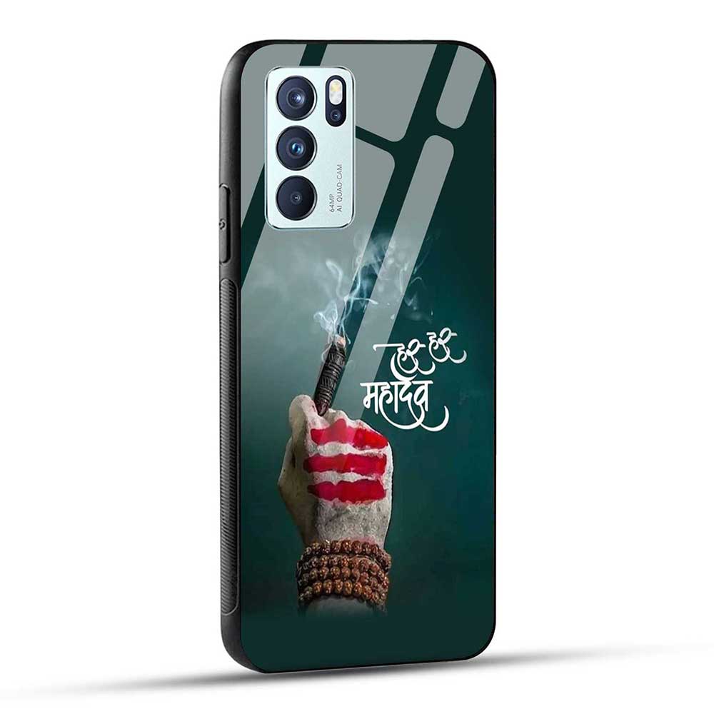 OPPO Reno6 Pro 5G Back Cover Har Har Mahadev Chillam Glass Case