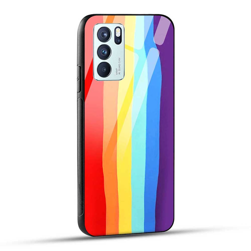 OPPO Reno6 Pro 5G Back Cover Color Gradient Rainbow Stripes Glass Case