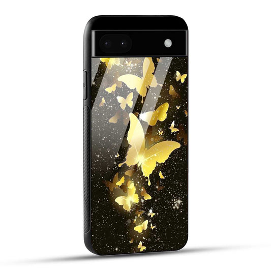 Google Pixel 6A Back Cover Golden Butterfly Printed Glass Case