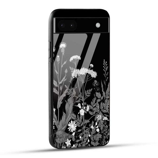 Google Pixel 6A Back Cover Black & White Flowers Glass Case