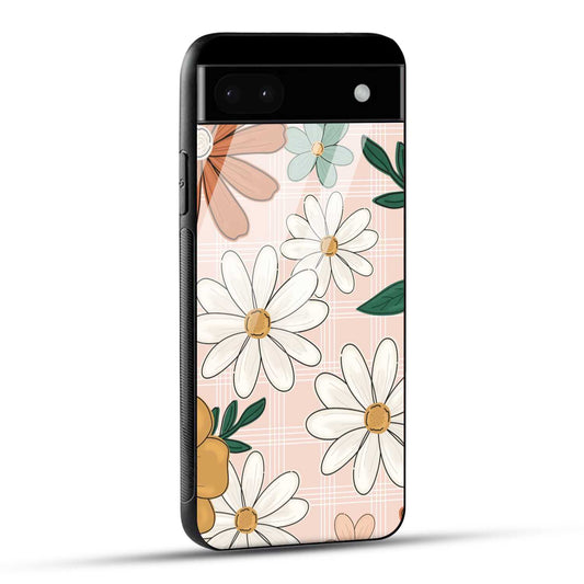 Google Pixel 6A Back Cover Retro Flower Art Printed Glass Case
