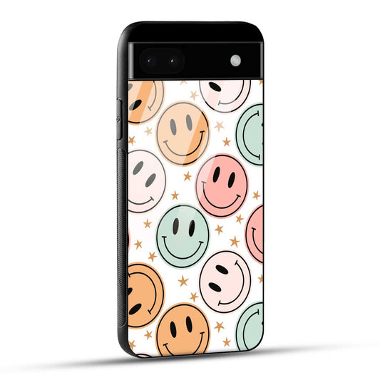 Google Pixel 6A Back Cover Smiling Flowers And Stars Printed Glass Case
