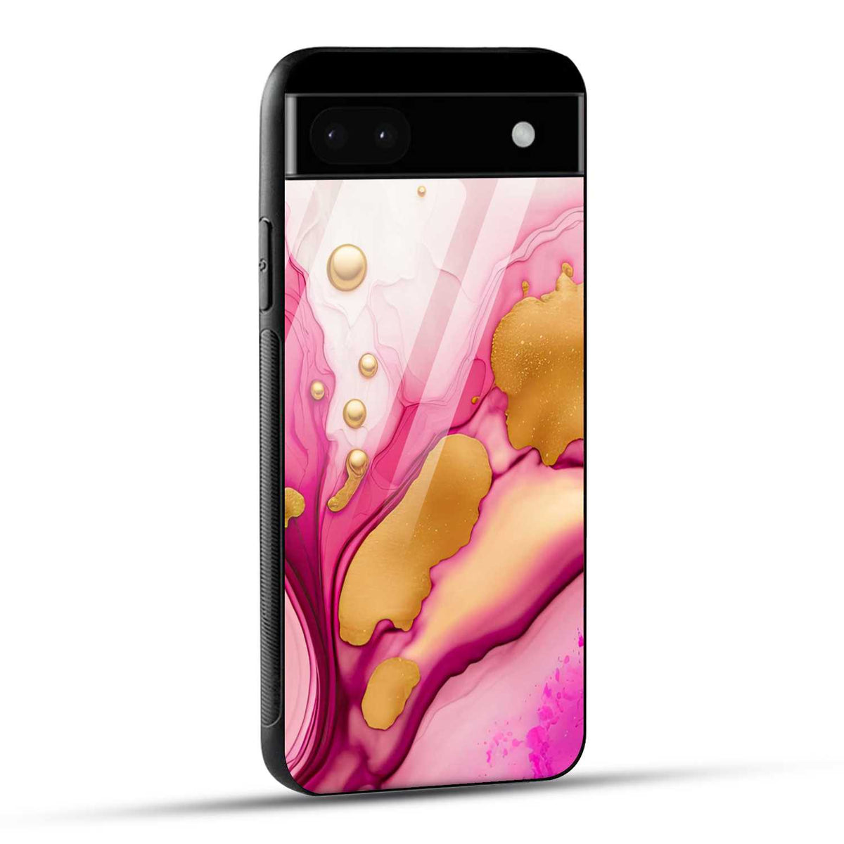 Google Pixel 6A Back Cover Golden Marble Printed Glass Case