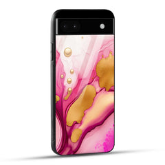 Google Pixel 6A Back Cover Golden Marble Printed Glass Case