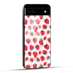 Google Pixel 6A Back Cover Doodle Of Strawberries Printed Glass Case