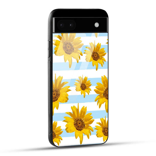 Google Pixel 6A Back Cover Beautiful Sunflower Doodle Printed Glass Case