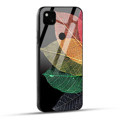 Pixel 4A Back Cover Colorful Leaf Glass Case