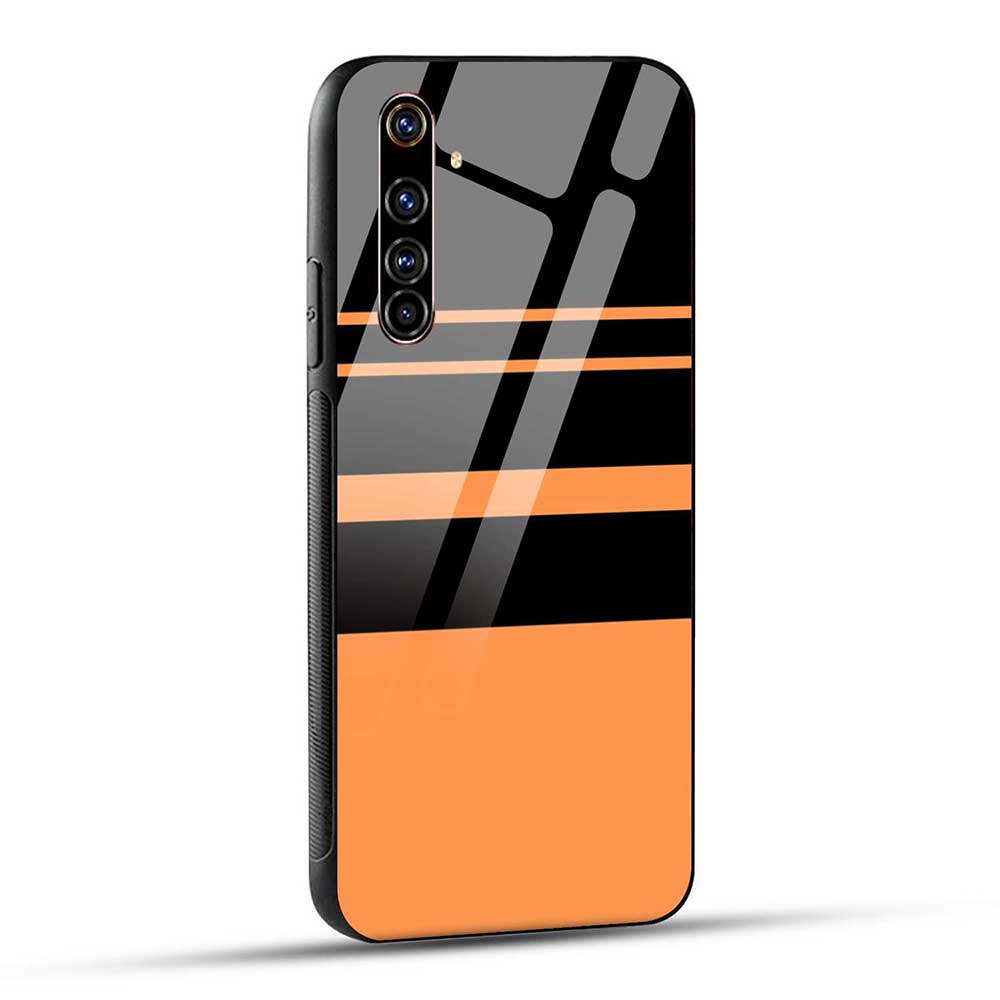Realme X50 Pro Back Cover Orange Stripe Pattern Glass Case