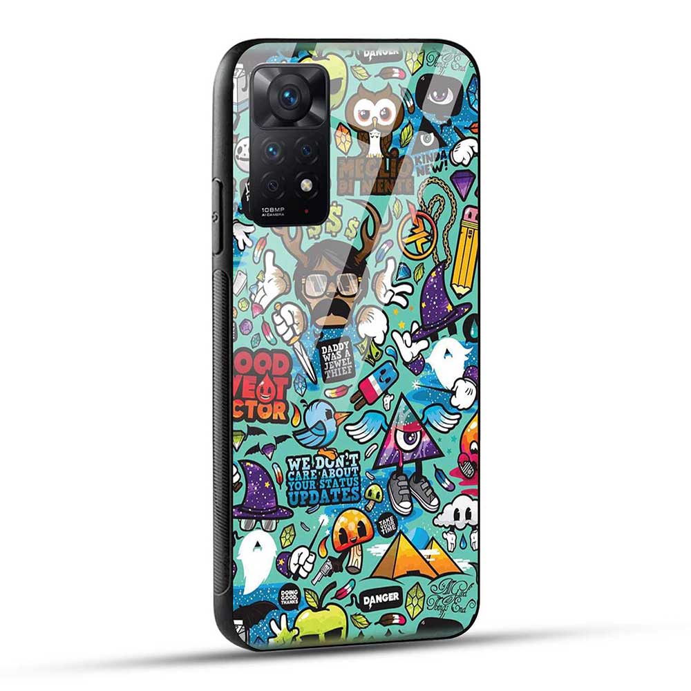 Redmi Note 11 Pro / Redmi Note 11 Pro 5G / Redmi Note 11 Pro Plus 5G Back Cover Cool Graffiti Glass Case