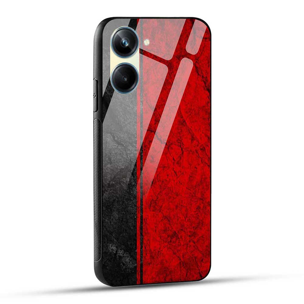 REALME 10 4G Back Cover Black and Red Glass Case