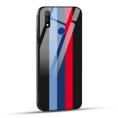 Realme 3 Pro Back Cover Red Blue Stripes Glass Case