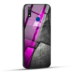 Realme 3 Pro Back Cover Purple Abstract Glass Case