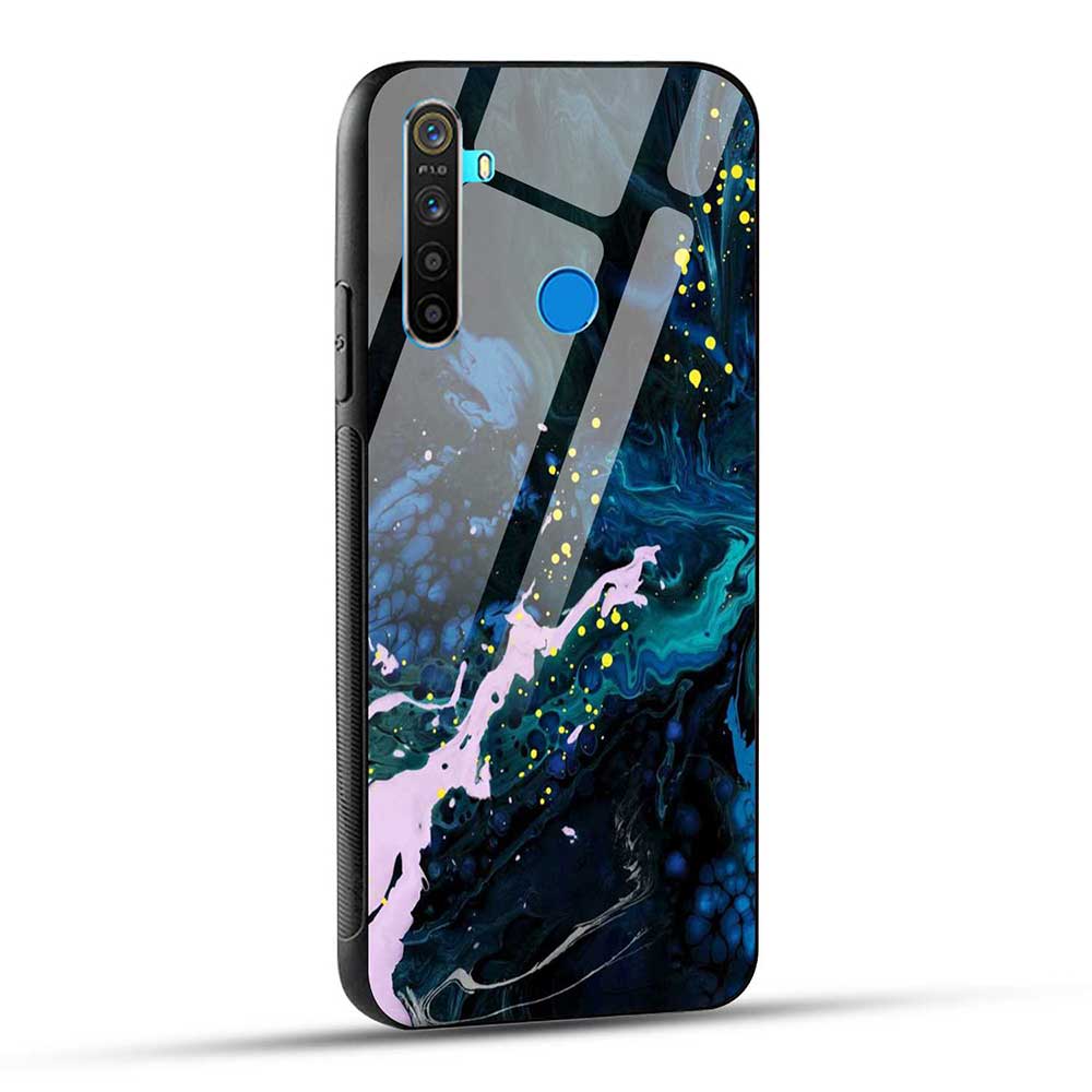 Realme 5 Pro Back Cover Color Art Blue Glass Case