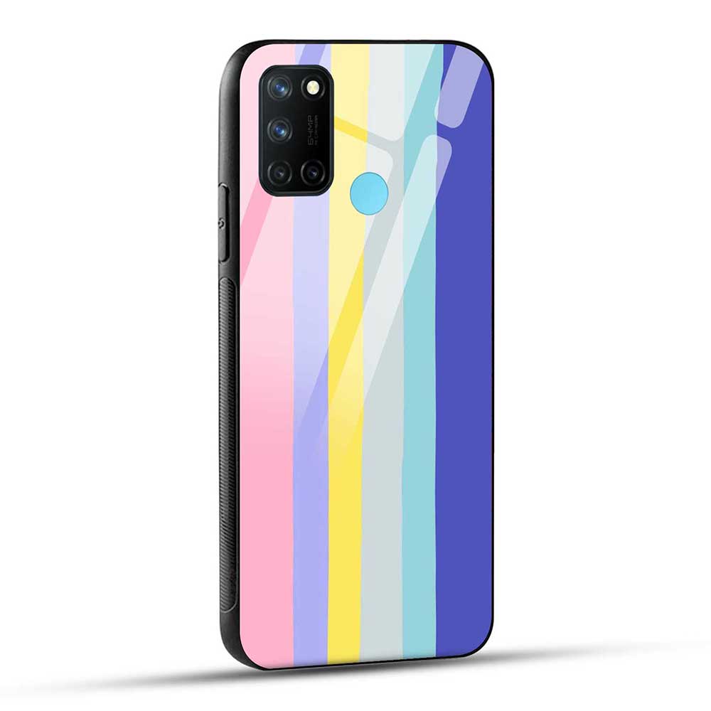 Realme 7i Back Cover Color Stripe Pattern Glass Case