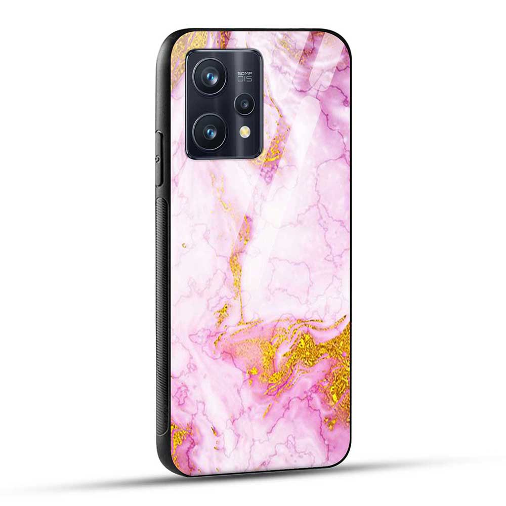 Realme 9 Pro Plus 5G / Narzo 50 Pro 5G / Realme 9 Back Cover Golden Pink Marble Glass Case