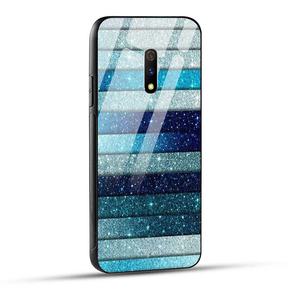 Realme X / Oppo K3 Back Cover Blue Glitter Glass Case