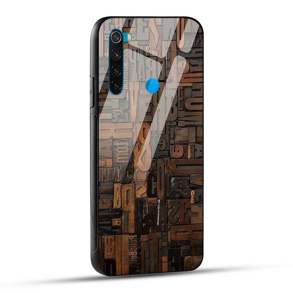 Redmi Note 8 Back Cover Wooden Letters Glass Case