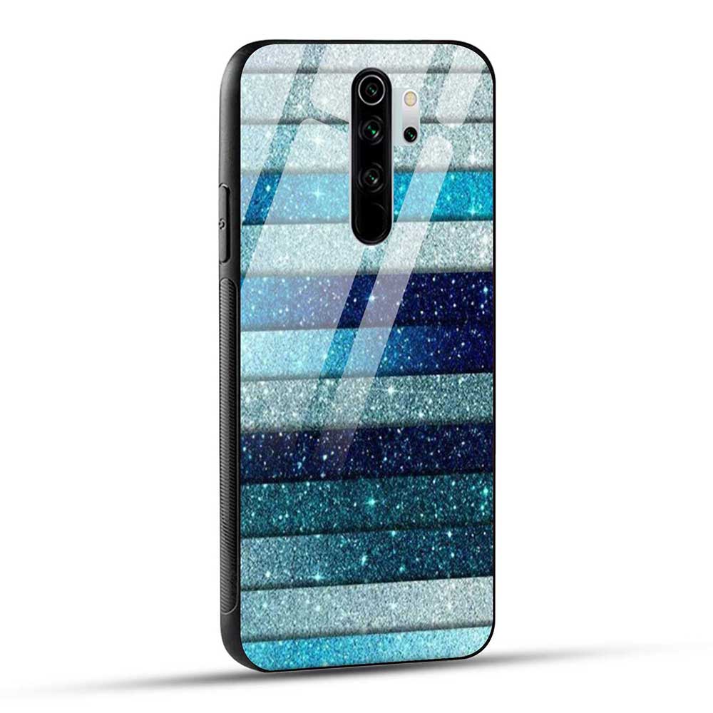Redmi Note 8 Pro Back Cover Blue Glitter Glass Case