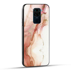 Redmi Note 9 Back Cover White Pink Abstract Glass Case