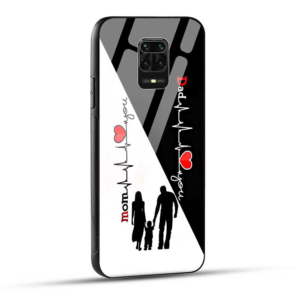 Redmi Note 9 Pro / Redmi Note 9 Pro Max / POCO M2 Pro / Redmi Note 10 Lite Back Cover Mom Dad Love You Glass Case