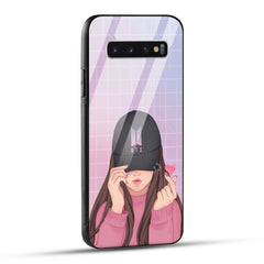 Samsung Galaxy S10 4G Back Cover Cap Girl Printed Glass Case