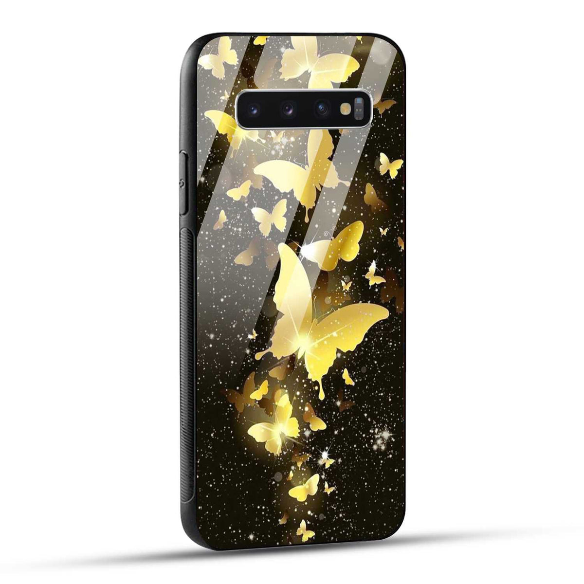 Samsung Galaxy S10 4G Back Cover Golden Butterfly Printed Glass Case