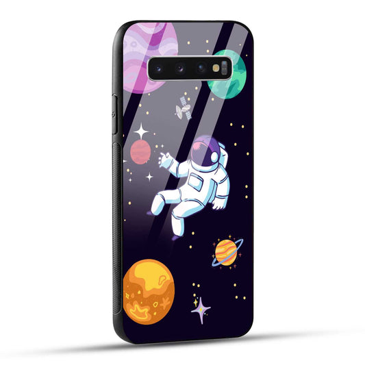 Samsung Galaxy S10 4G Back Cover Colorful Illustration Astronaut Printed Glass Case